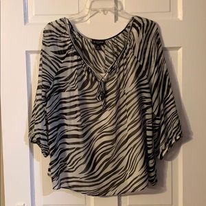 Zebra sheer blouse w attached tank top